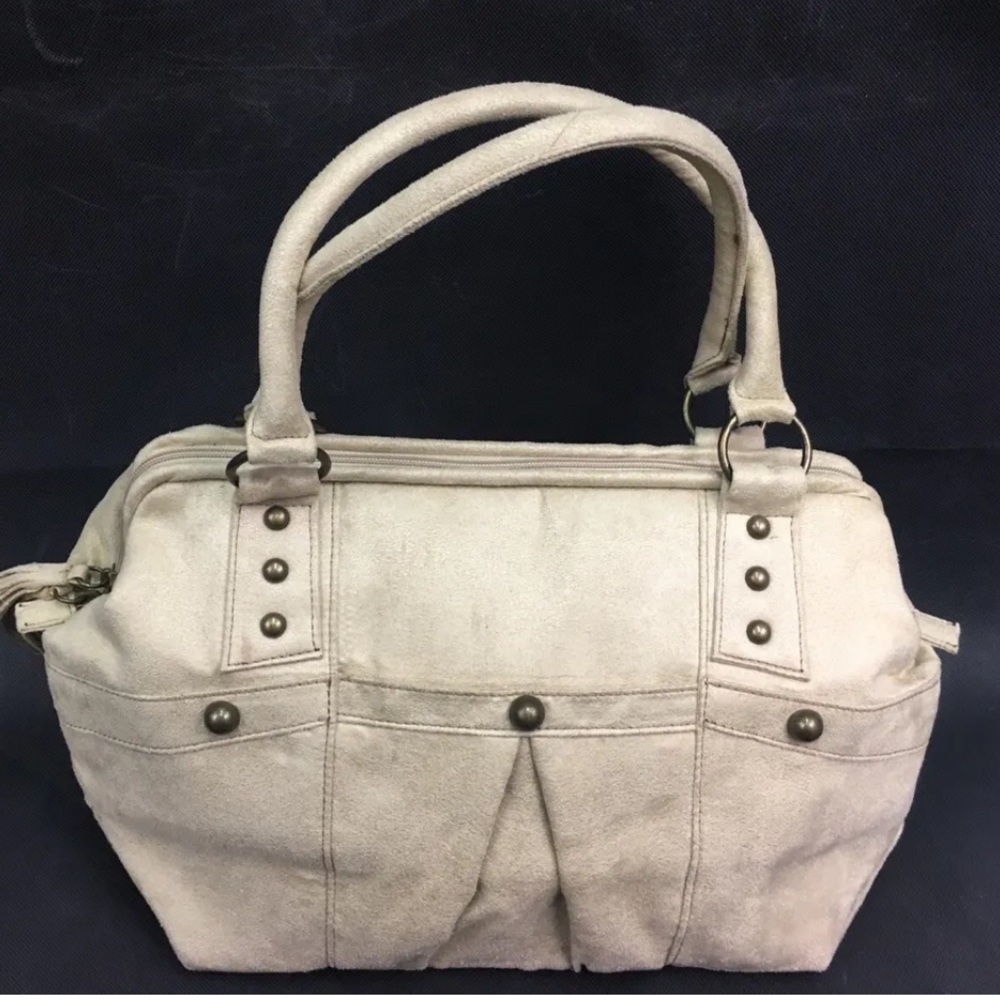 BANDOLINO Light Tan Double Handled Soft Suede Like Purse